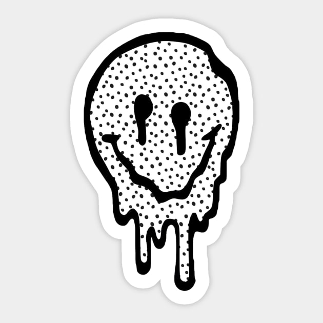 Black and White Polka Dot Drippy Smiley Face Sticker by lolsammy910